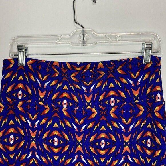 LULAROE CASSIE Medium Textured Pencil Skirt Blue Orange Red Stretch - Picture 2 of 3
